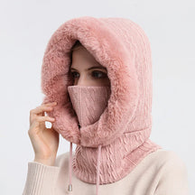 Gorro Mari Feminino em Trico Cashmere com Balaclava e Gola Multifuncional - Mandatory