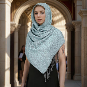 Cachecol de Luxo Lenço de Cashmere Feminino Estampado - Mandatory
