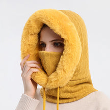 Gorro Mari Feminino em Trico Cashmere com Balaclava e Gola Multifuncional - Mandatory