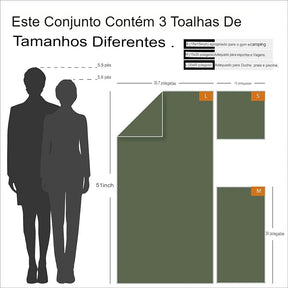 Trio de Toalhas Esportivas em Microfibra Secagem Rápida - Mandatory