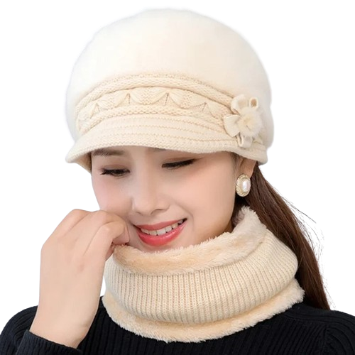 Conjunto Cachecol Tipo Gola e Chapéu de Inverno Pele Sintética - Mandatory