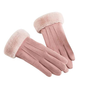 Luvas Femininas Plush Velvet Forradas com Lã Térmica Touchscreen Impermeáveis - Mandatory
