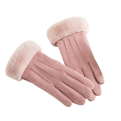 Luvas Femininas Plush Velvet Forradas com Lã Térmica Touchscreen Impermeáveis - Mandatory